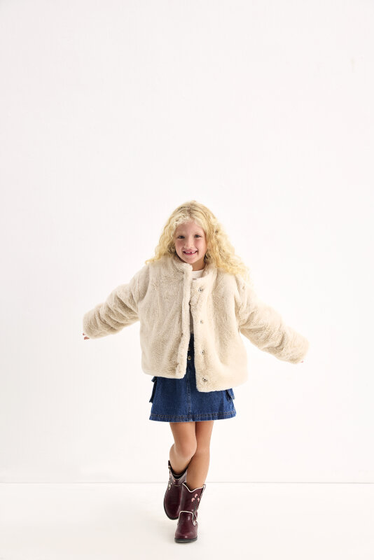 Beige Faux Fur Jacket 