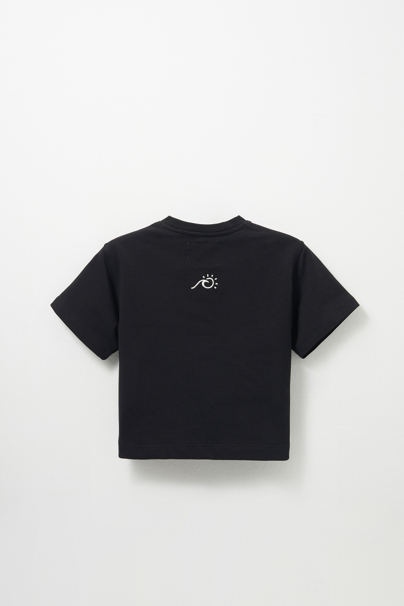 Black Embroidered Detailed Oversize T-shirt - 6