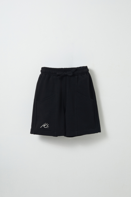 Black Embroidered Detailed Piping Bermuda Shorts - MARVY