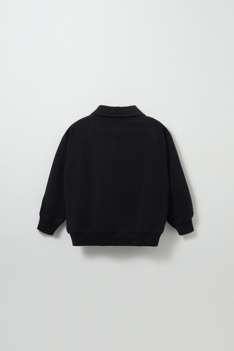 Black Embroidered Detailed Raglan Sleeve Sweatshirt - 5