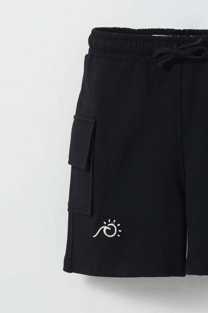 Black Pocket Flap Shorts - 2