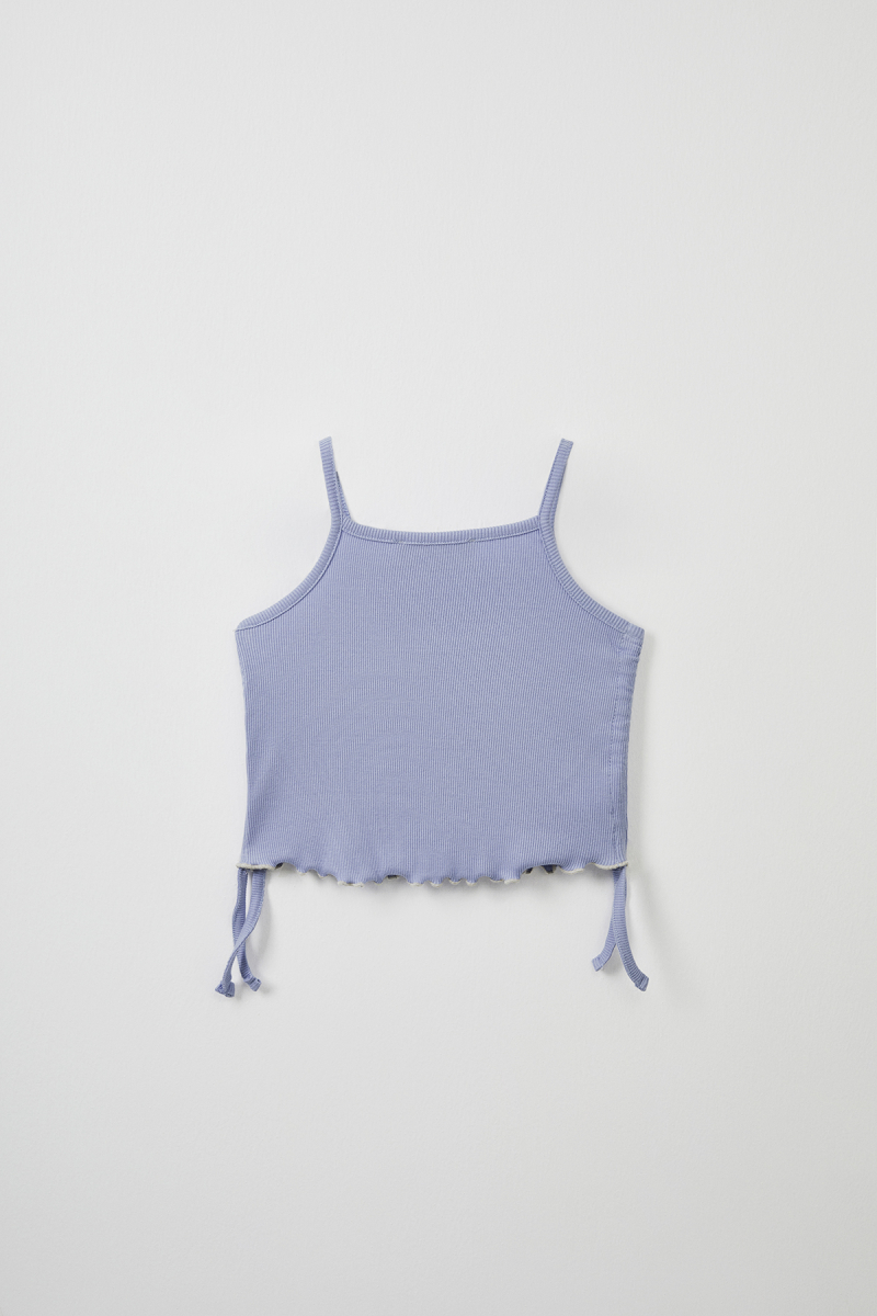 Blue Ribbed Strap Blouse - Mini Shorts - 5