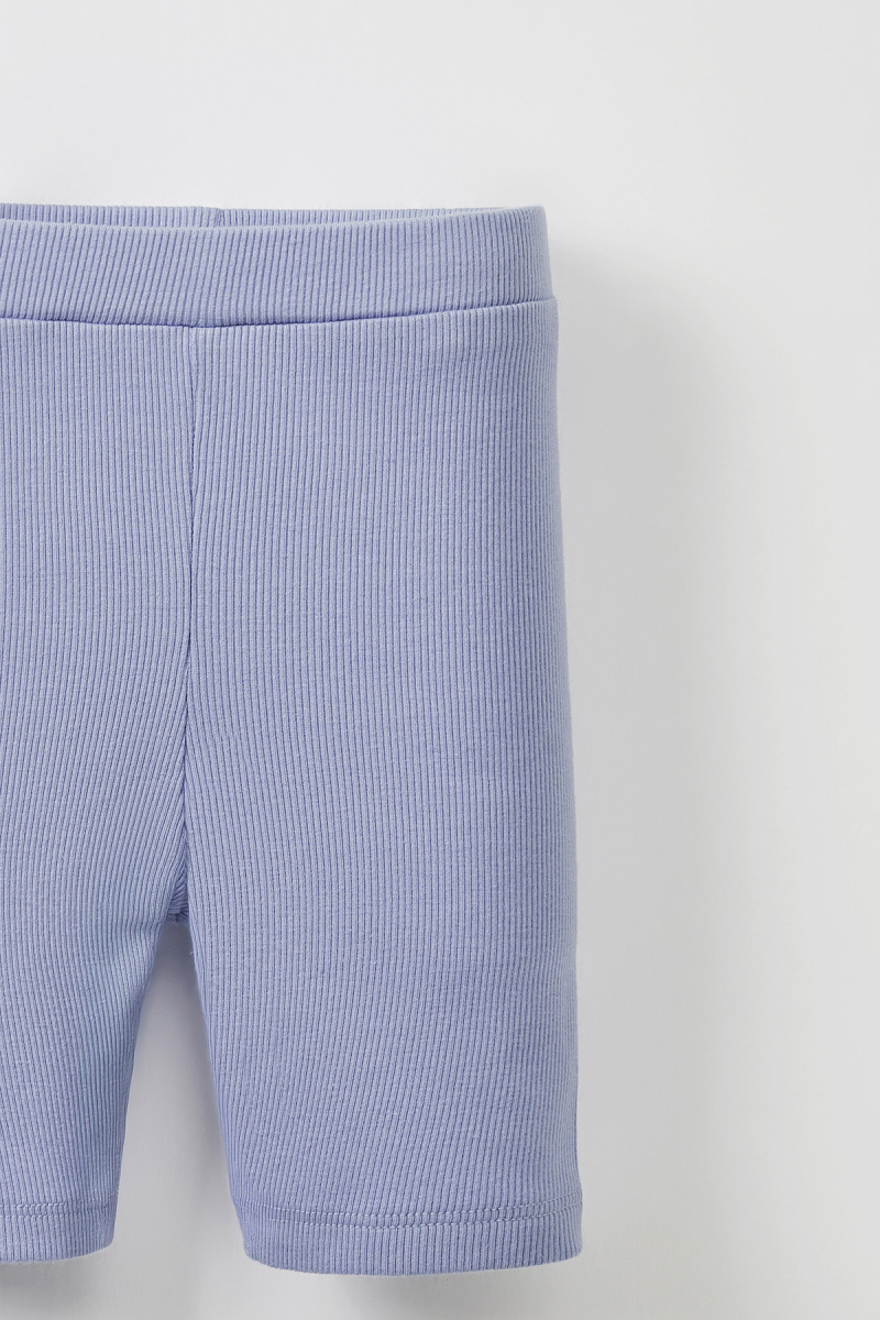 Blue Ribbed Strap Blouse - Mini Shorts - 6