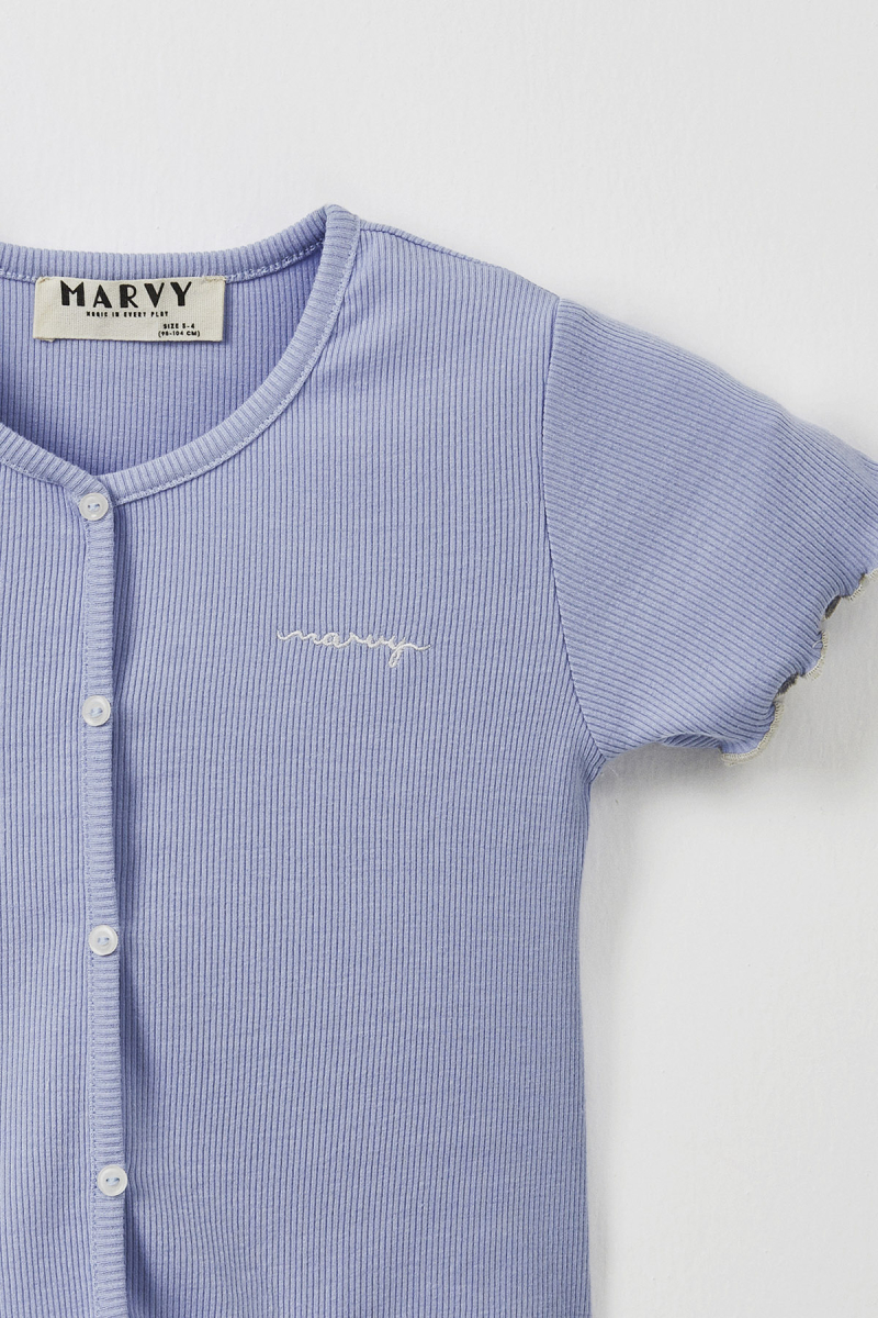 Blue Ribbed T-shirt - Tights Set - 4