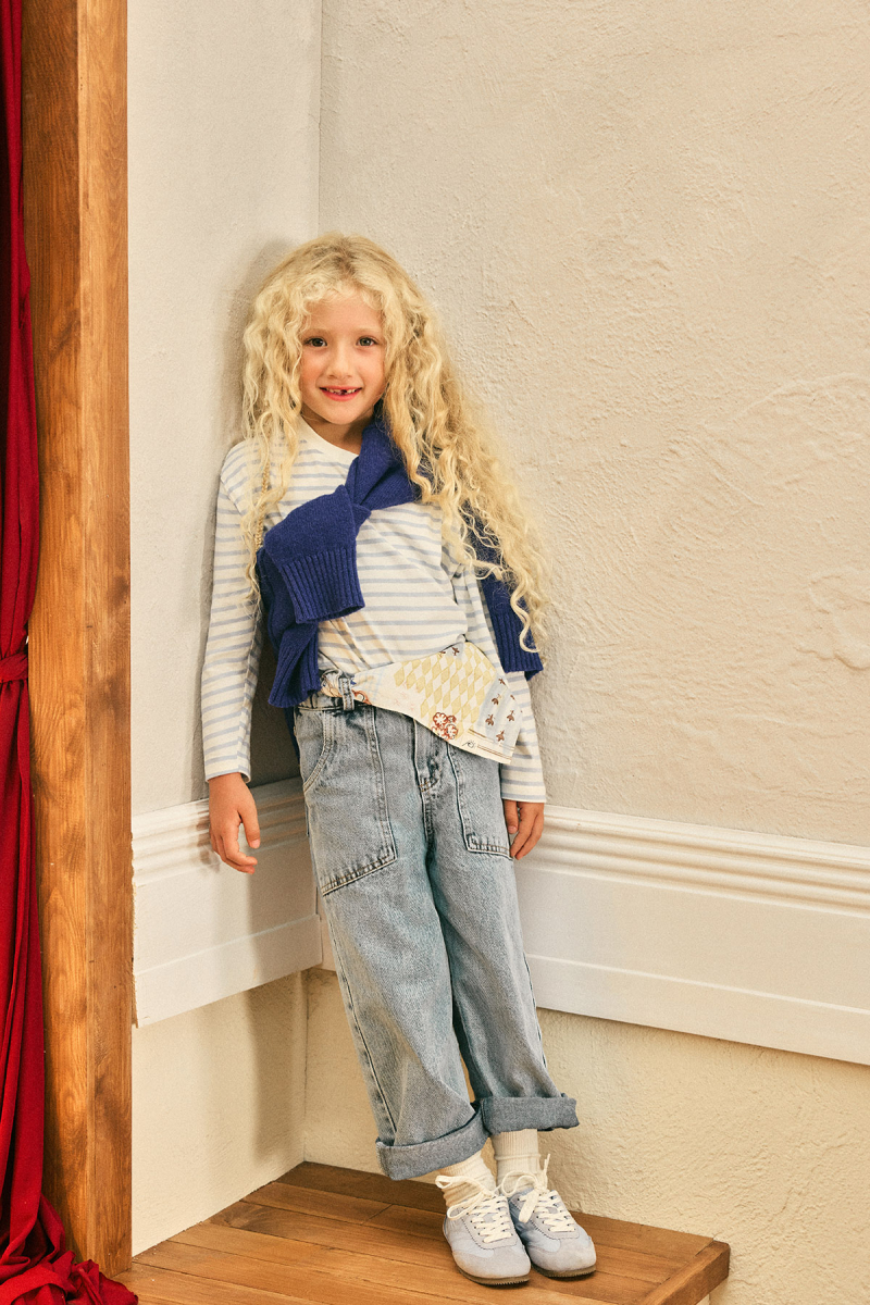 Blue Striped Long Sleeve T-shirt - 1