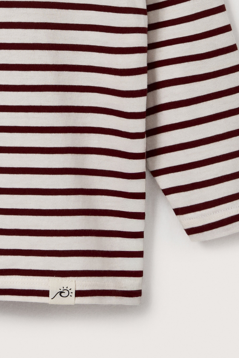 Bordo Çizgili Uzun Kollu Tshirt - 5