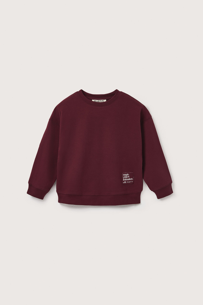 Bordo Oversize Nakışlı Sweatshirt - 2