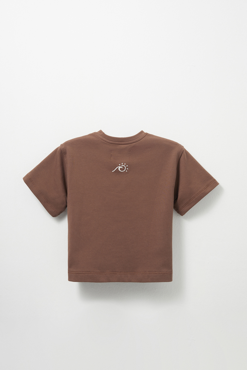 Brown Embroidered Detailed Oversize T-shirt - 3