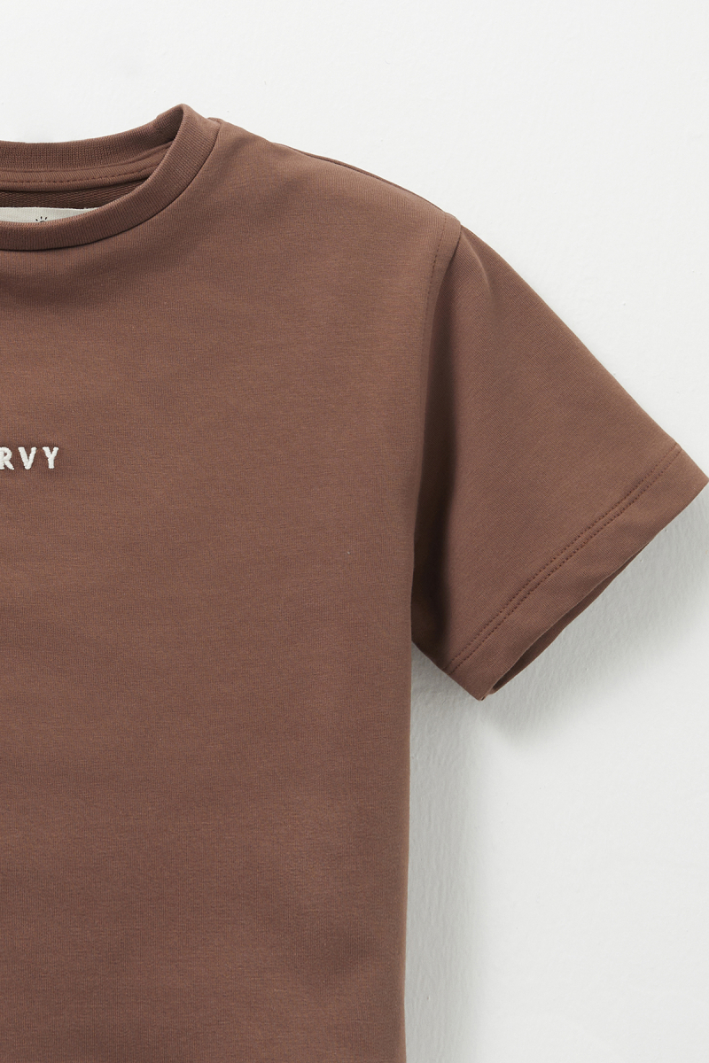 Brown Embroidered Detailed Oversize T-shirt - 2