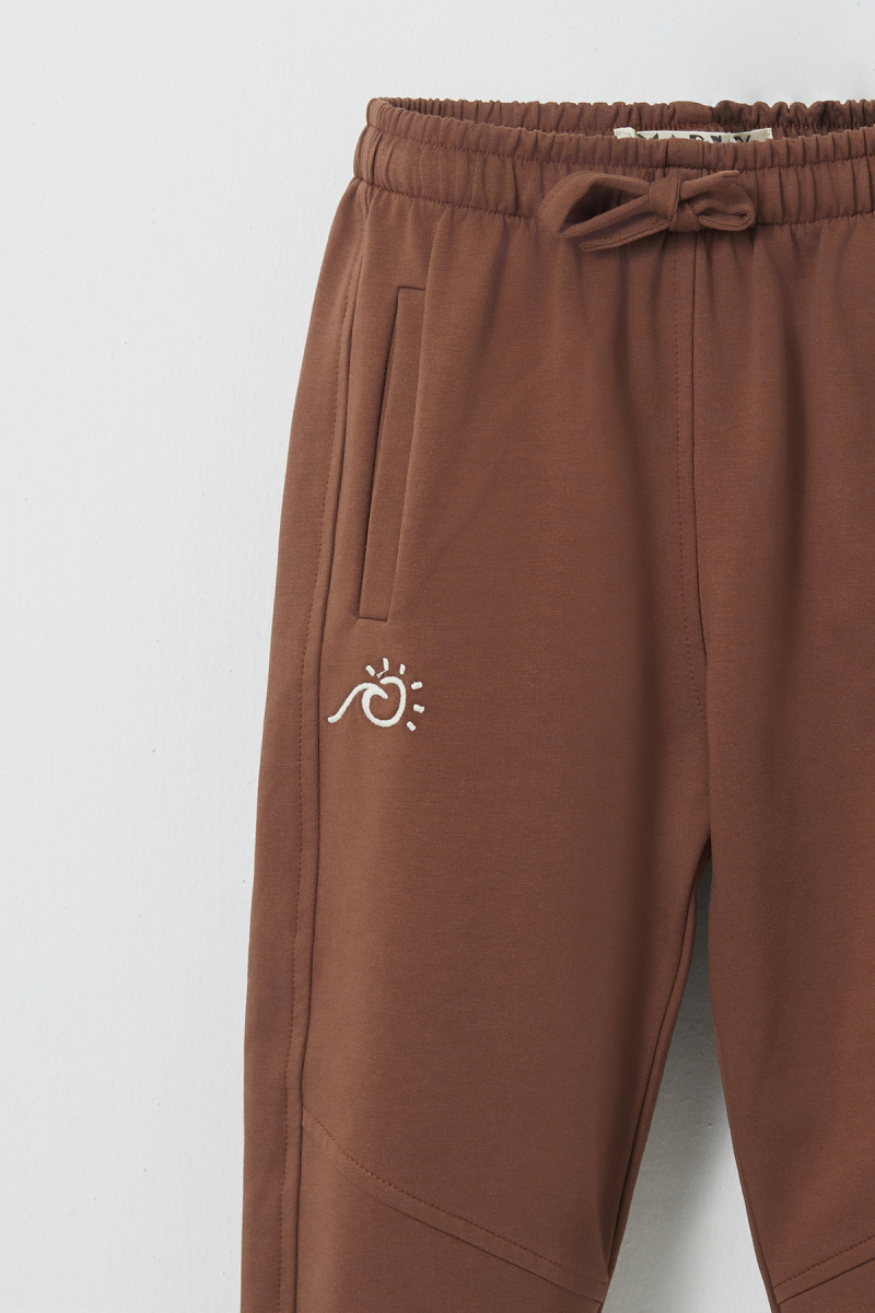 Brown Embroidery Detailed Jogging Trousers - 2