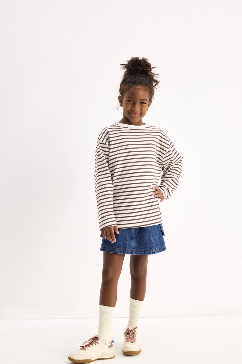 Brown Striped Long Sleeve T-shirt - 3