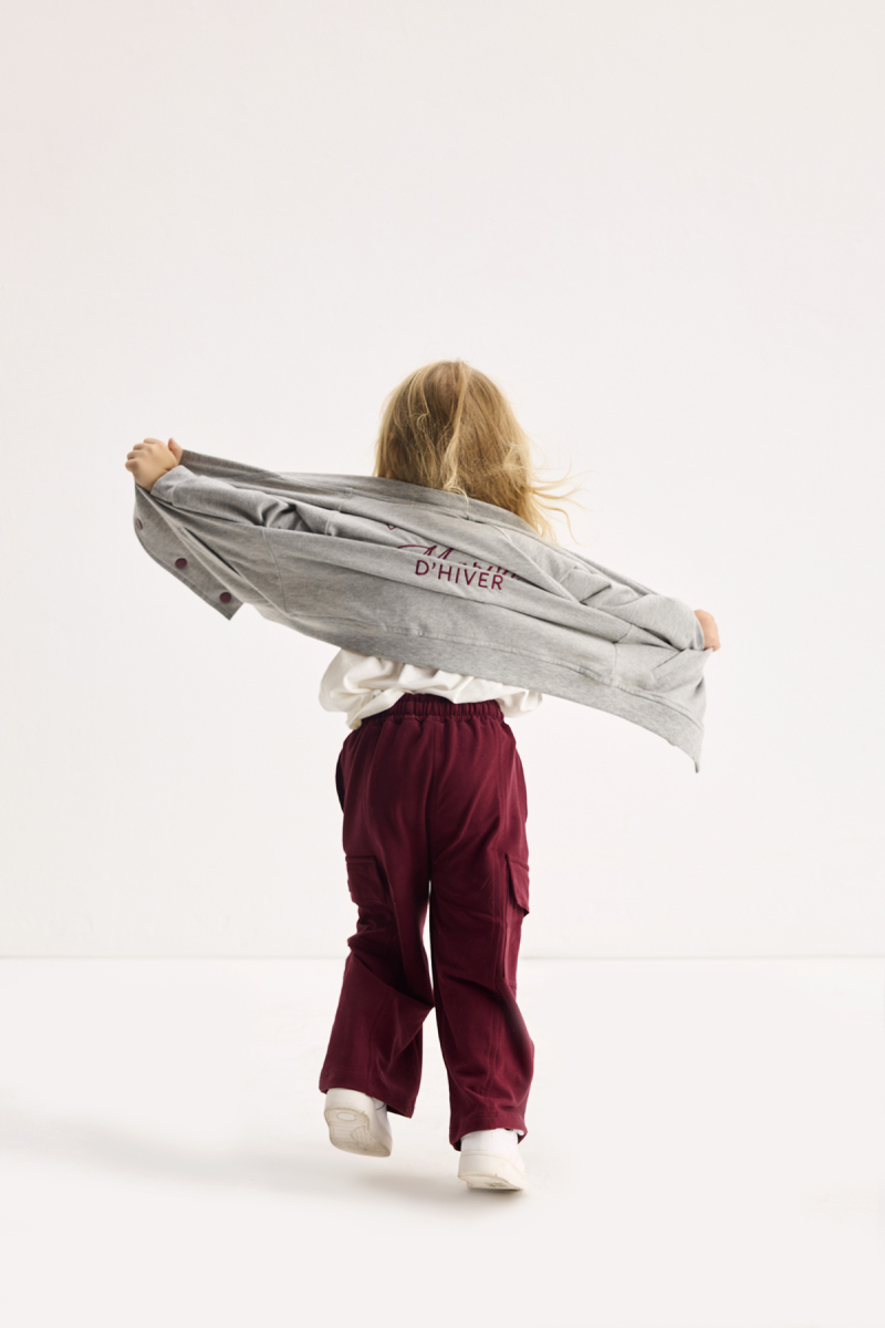 Burgundy Cargo Pocket Embroidered Trousers - 3