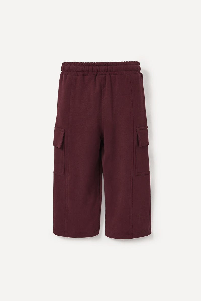 Burgundy Cargo Pocket Embroidered Trousers - 4