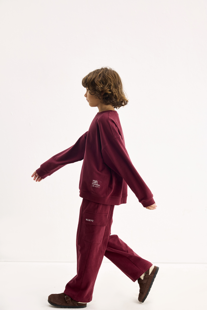 Burgundy Oversized Embroidered Sweatshirt - 5