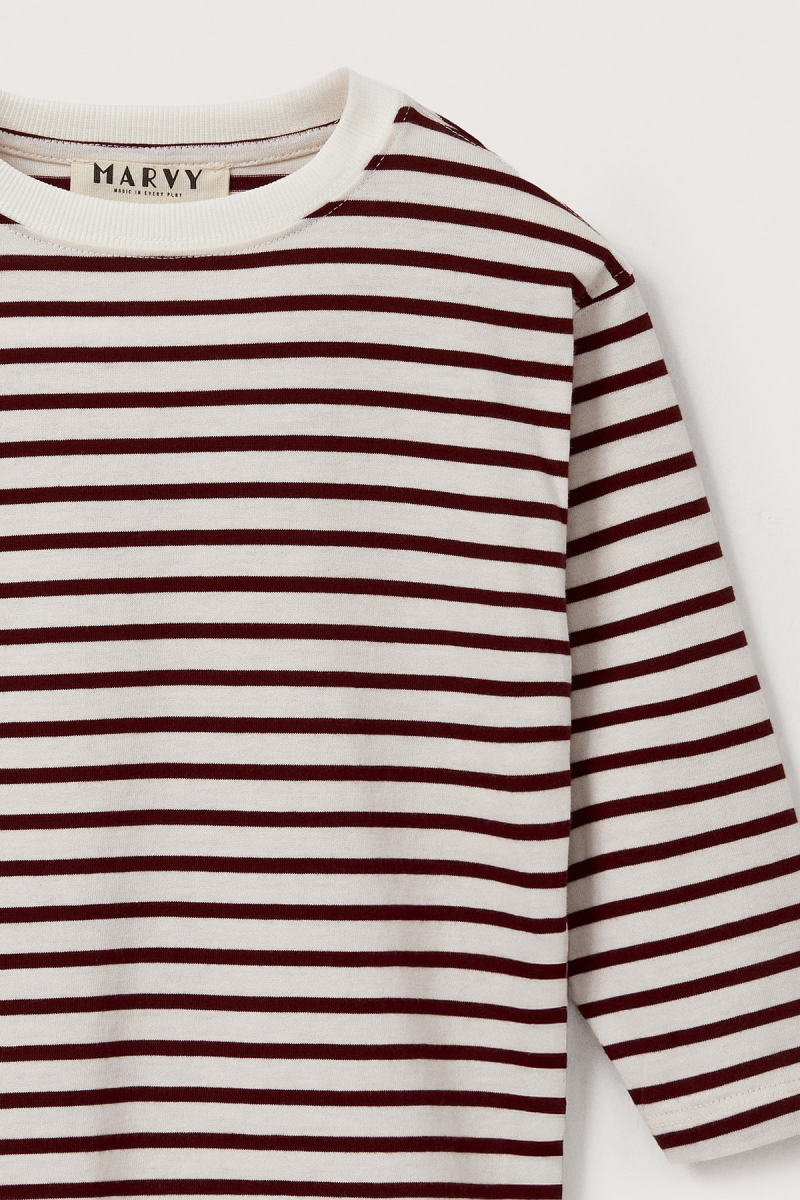 Burgundy Striped Long Sleeve T-shirt - 6