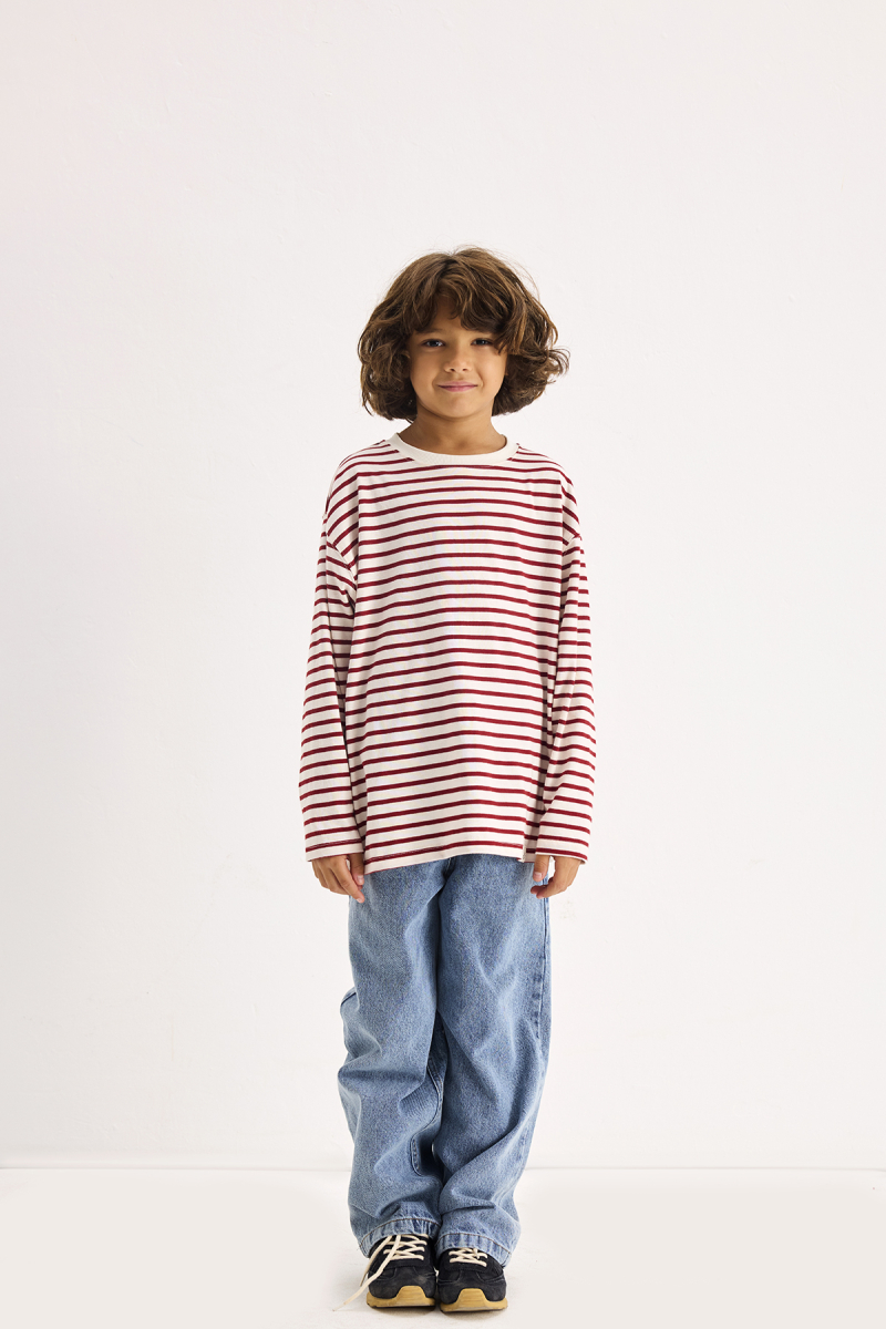 Burgundy Striped Long Sleeve T-shirt - 2