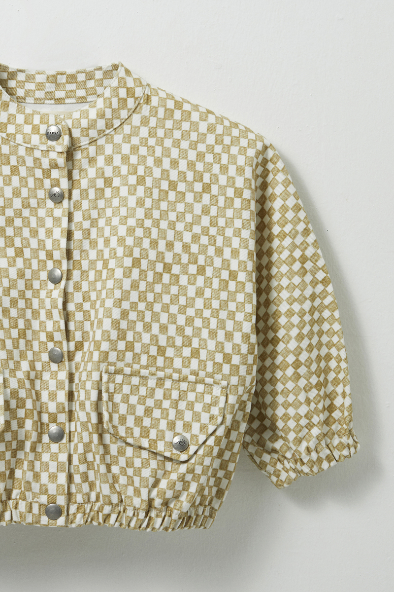 Checkered Patterned Bomber Jacket - 7