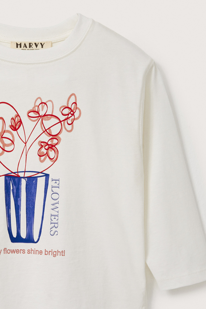 Çiçek Baskılı Uzun Kollu Tshirt - 4