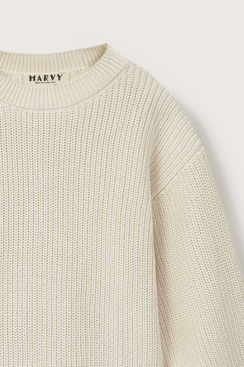 Cotton Knitted Sweater Ecru - 8