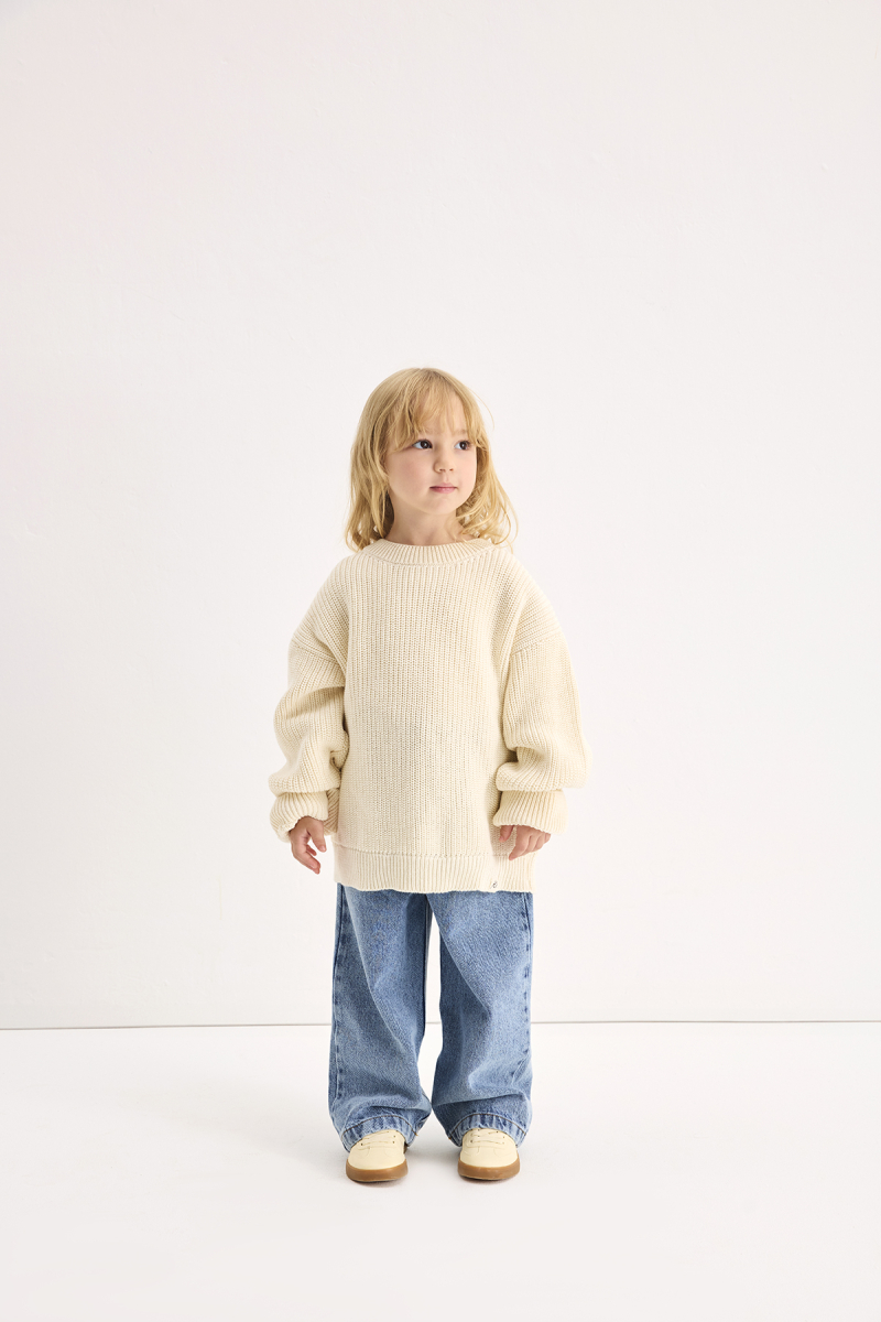 Cotton Knitted Sweater Ecru - 3