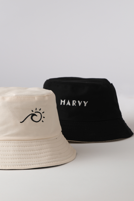 Double Faced Black-Beige Bucket Hat - MARVY
