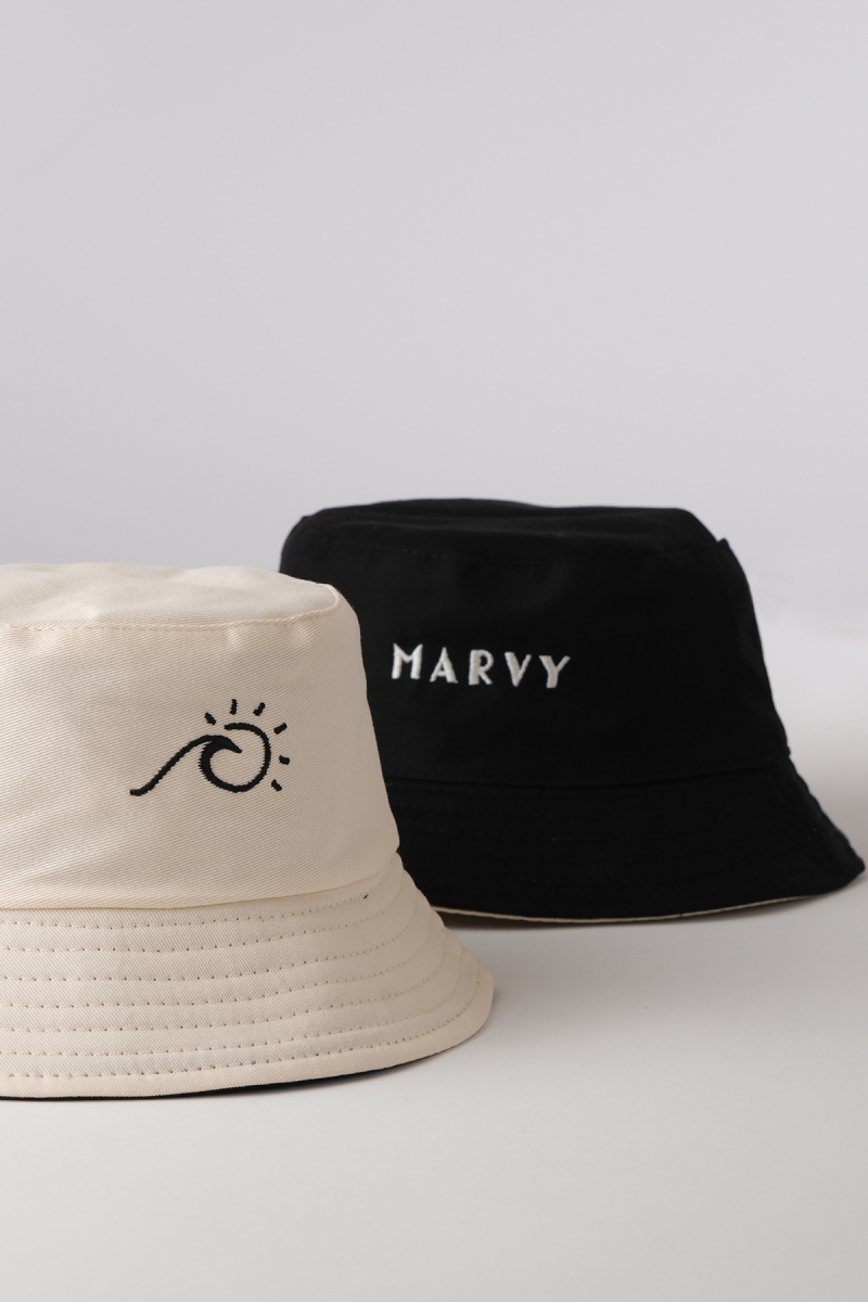 Double Faced Black-Beige Bucket Hat - 1