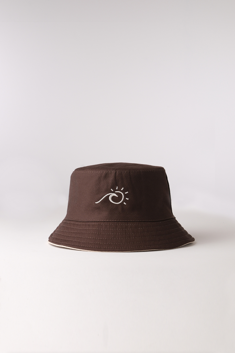 Double Faced Brown-Beige Bucket Hat - 3