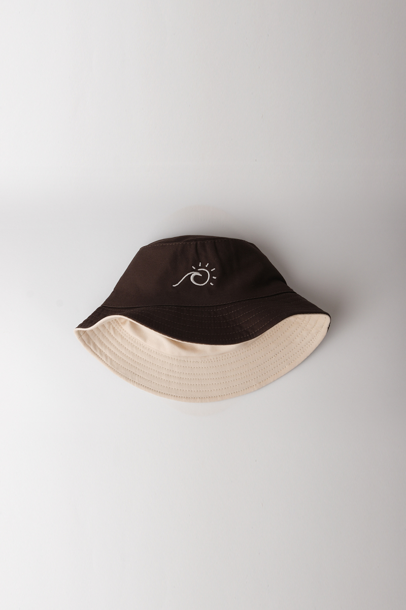 Double Faced Brown-Beige Bucket Hat - 6