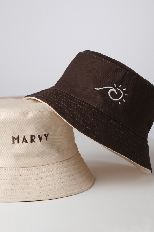 Double Faced Brown-Beige Bucket Hat - MARVY