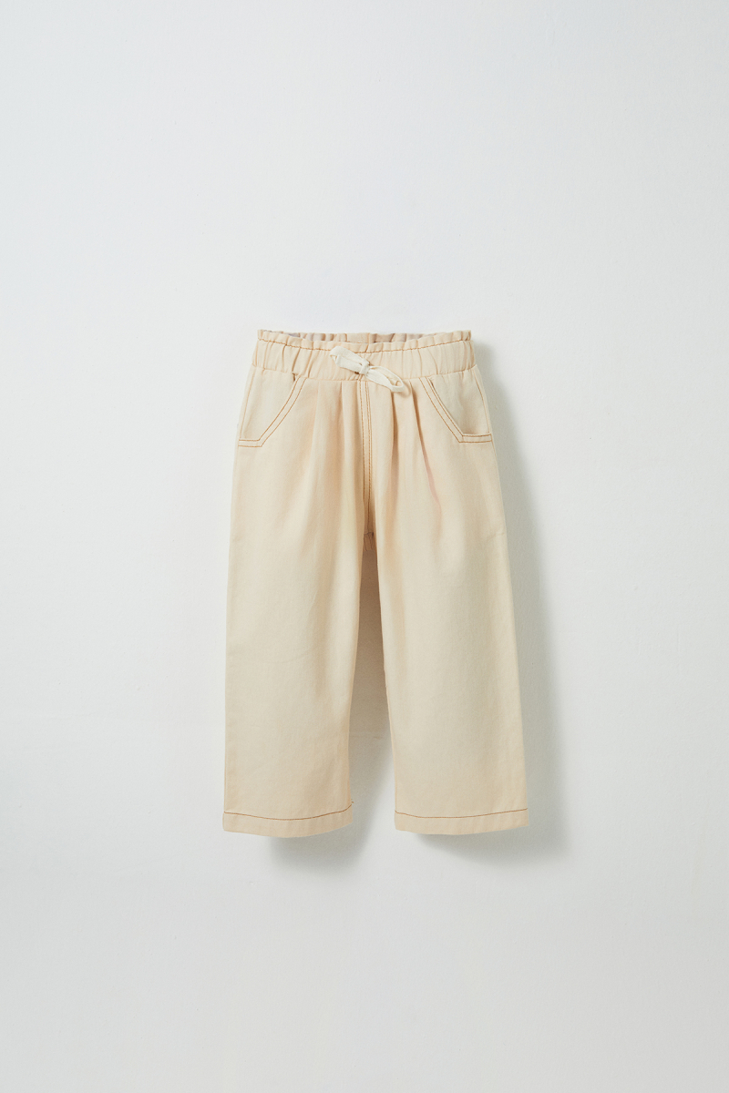 Ecru Color Cotton Carrot Pants - 5