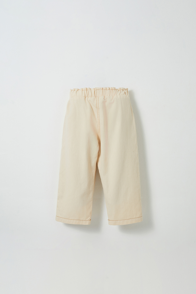 Ecru Color Cotton Carrot Pants - 7