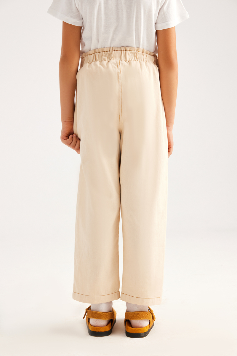 Ecru Color Cotton Carrot Pants - 4