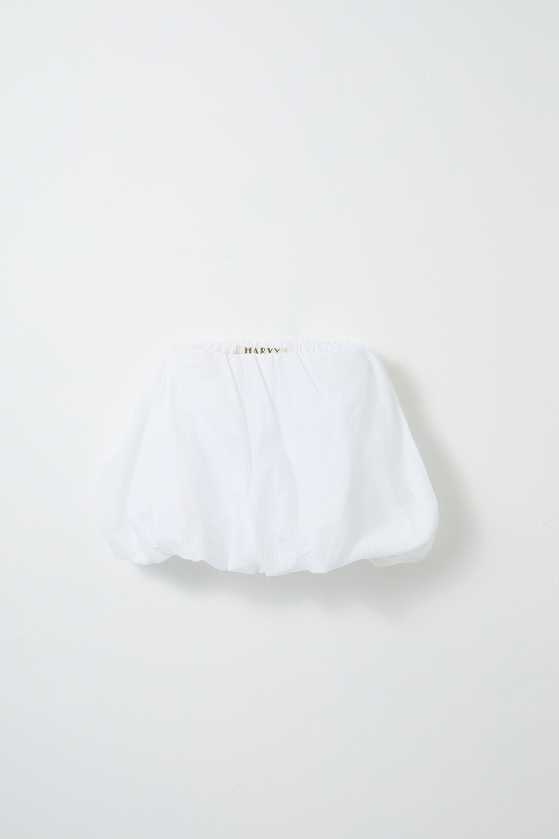 Ecru Cotton Mini Balloon Skirt - 2