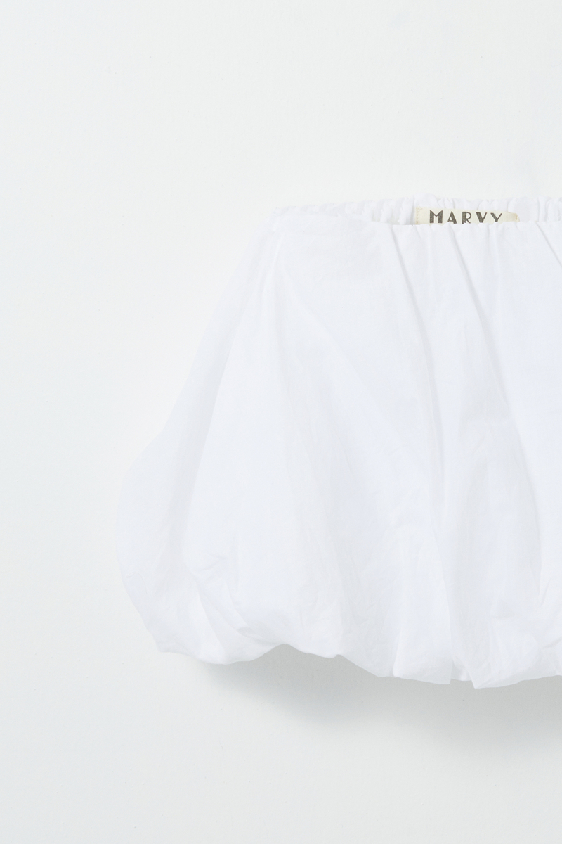 Ecru Cotton Mini Balloon Skirt - 3