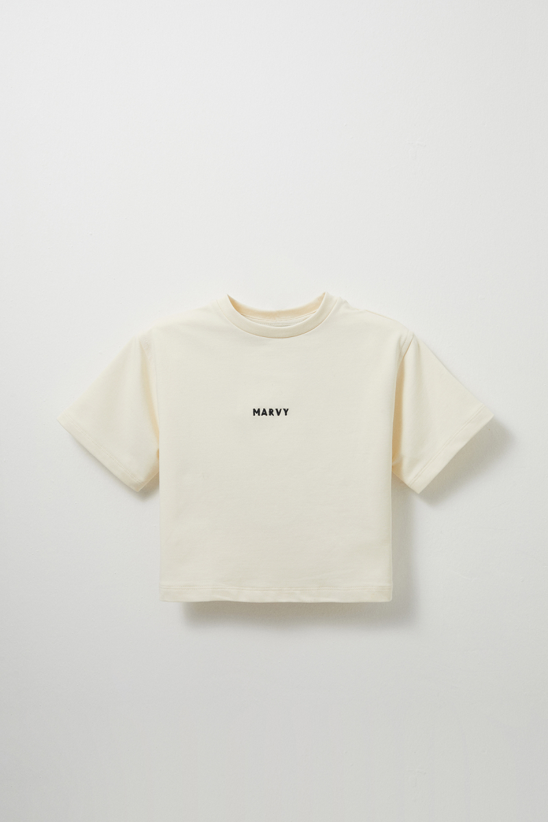 Ecru Embroidery Detailed Lightweight Short Cut T-shirt - 1