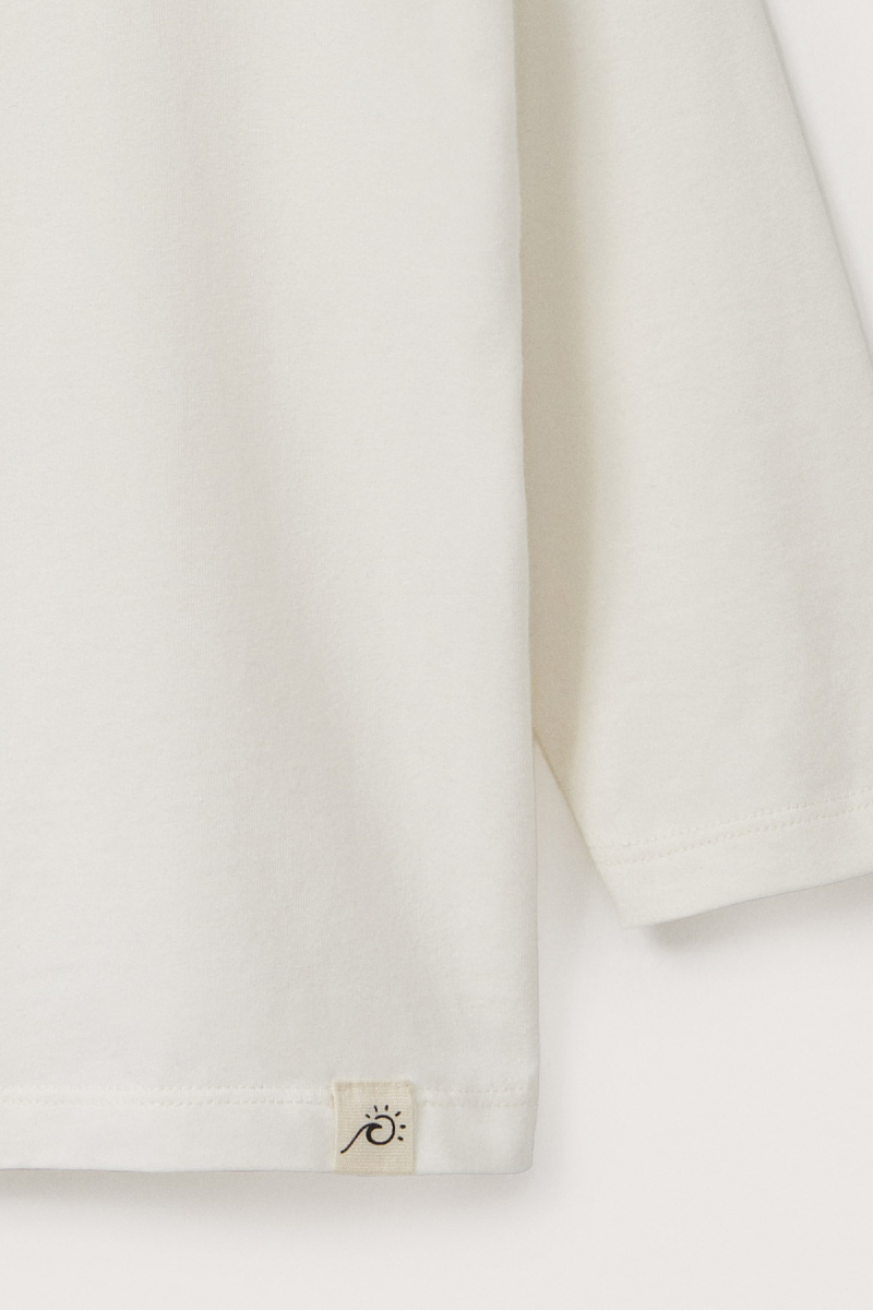 Ecru Plain Long Sleeve T-shirt - 4