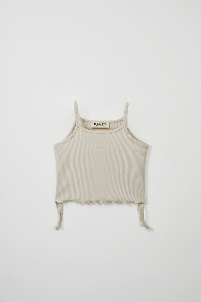 Ecru Ribbed Strap Blouse - Mini Shorts - 2