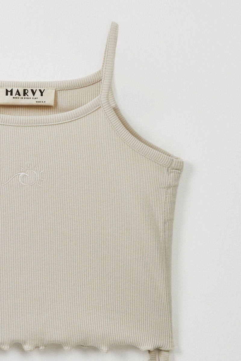 Ecru Ribbed Strap Blouse - Mini Shorts - 4