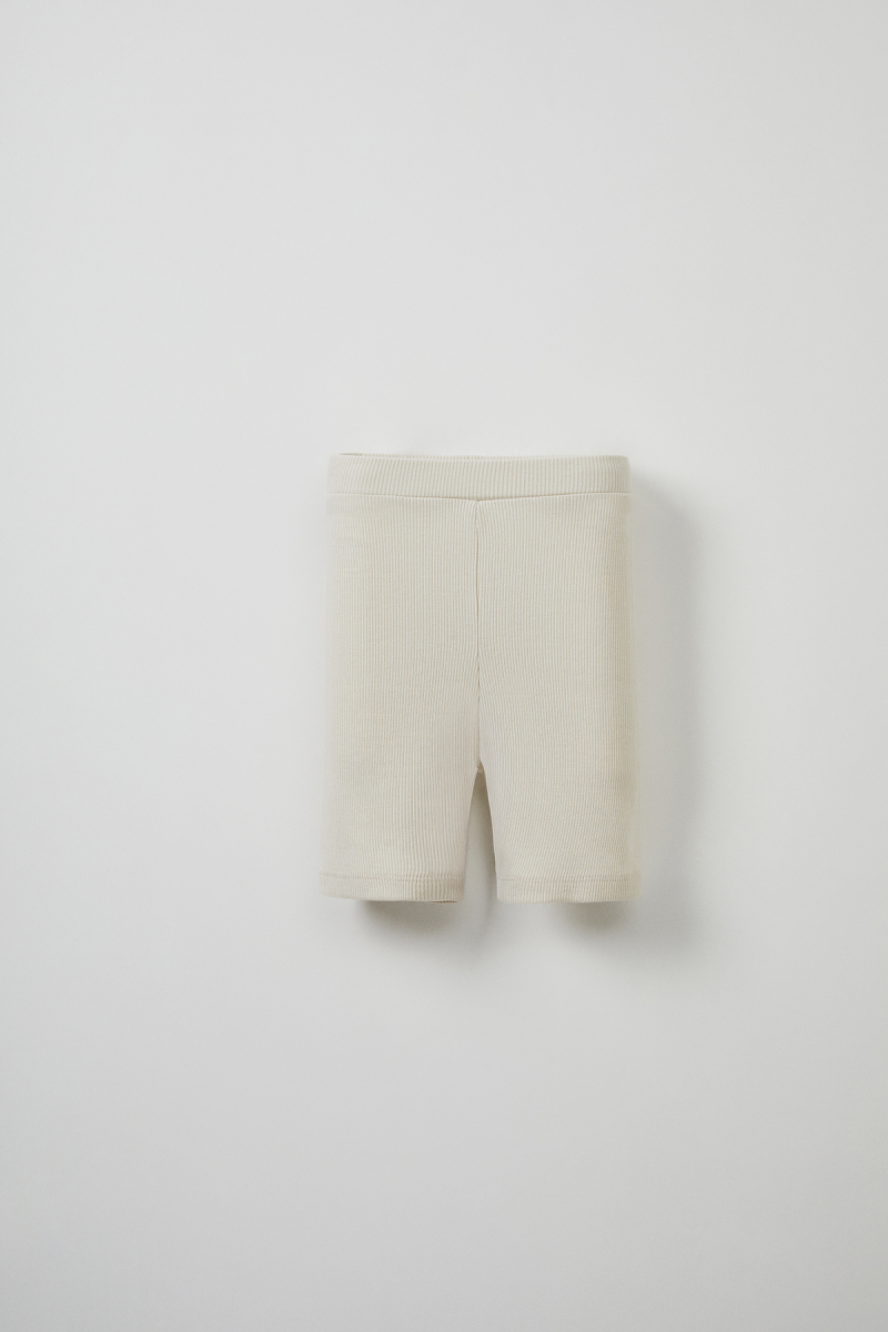 Ecru Ribbed Strap Blouse - Mini Shorts - 3