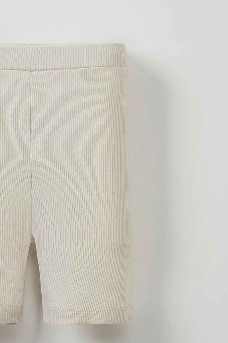 Ecru Ribbed Strap Blouse - Mini Shorts - 6