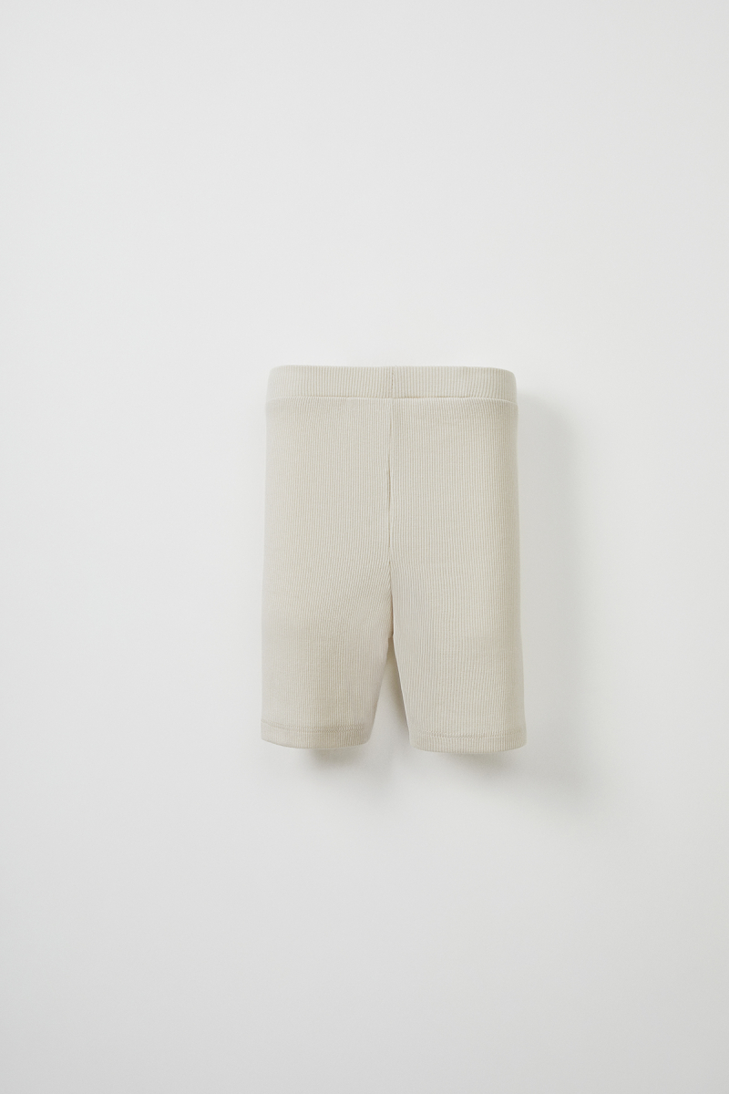 Ecru Ribbed Strap Blouse - Mini Shorts - 7