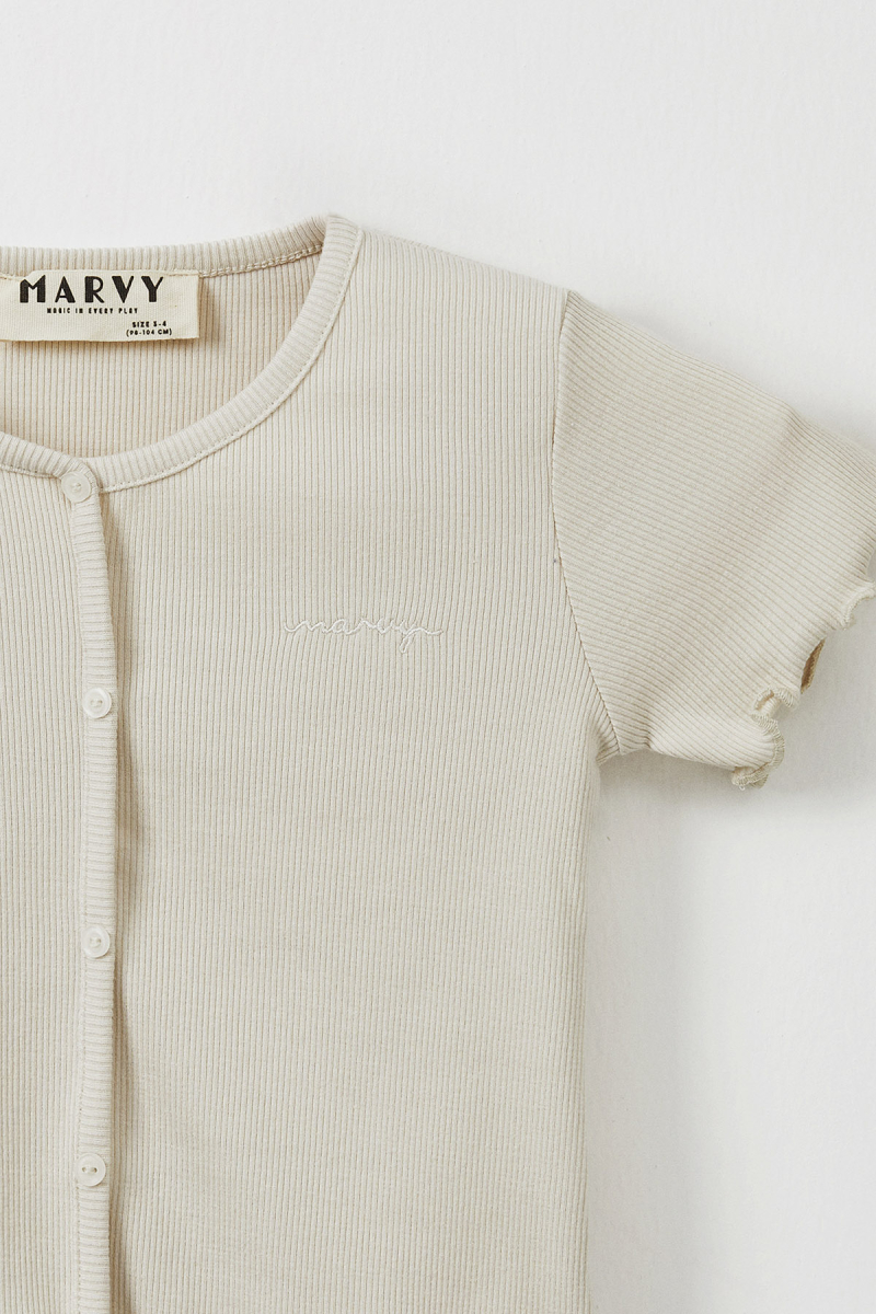 Ecru Ribbed T-shirt - Tights Set - 4