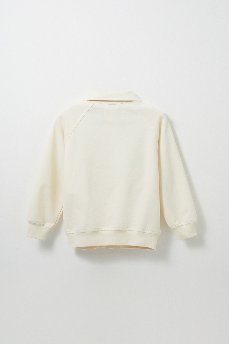 Ekru Nakış Detaylı Reglan Kol Sweatshirt - 5