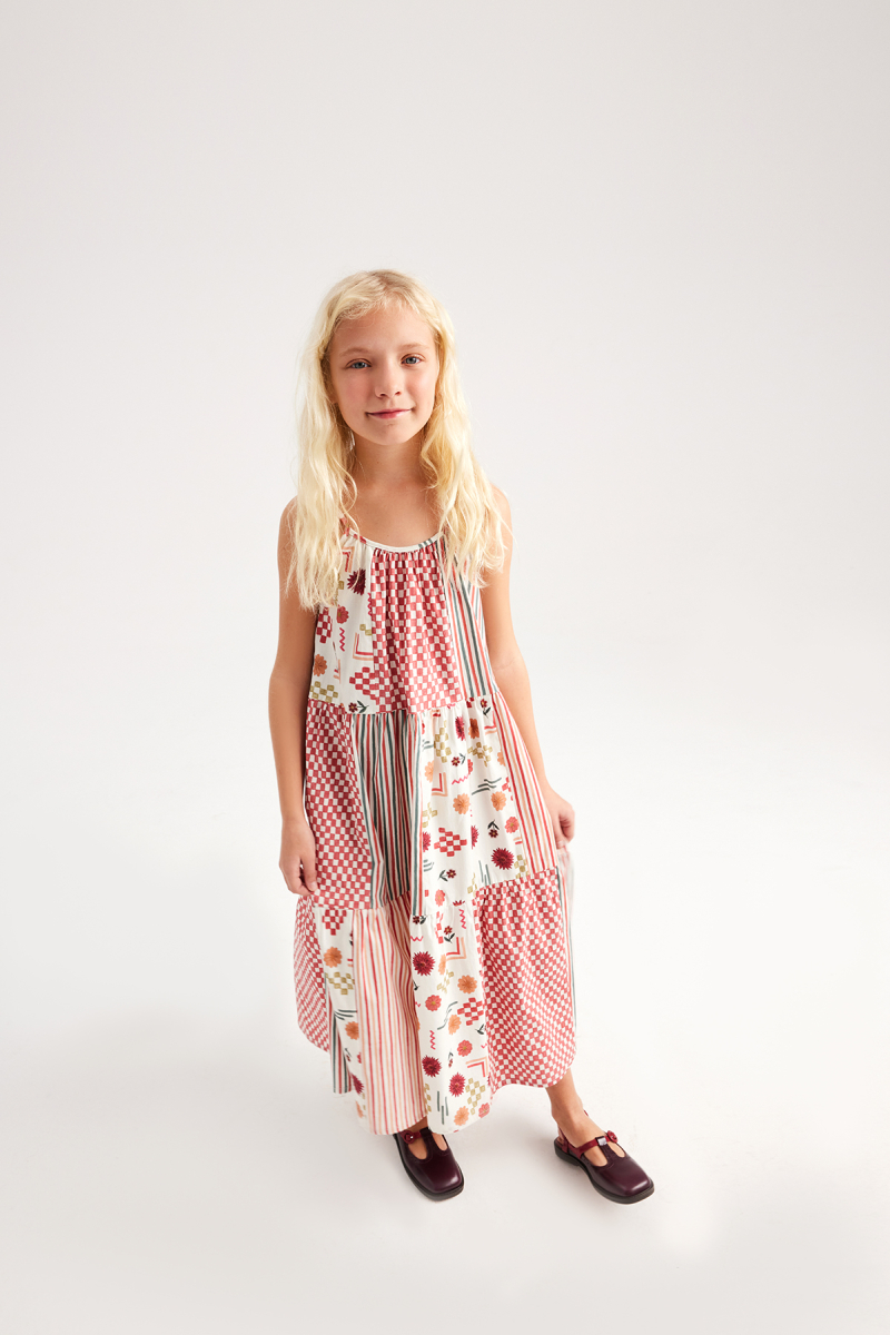 Fiona Patch Patterned Strappy Midi Dress - 1