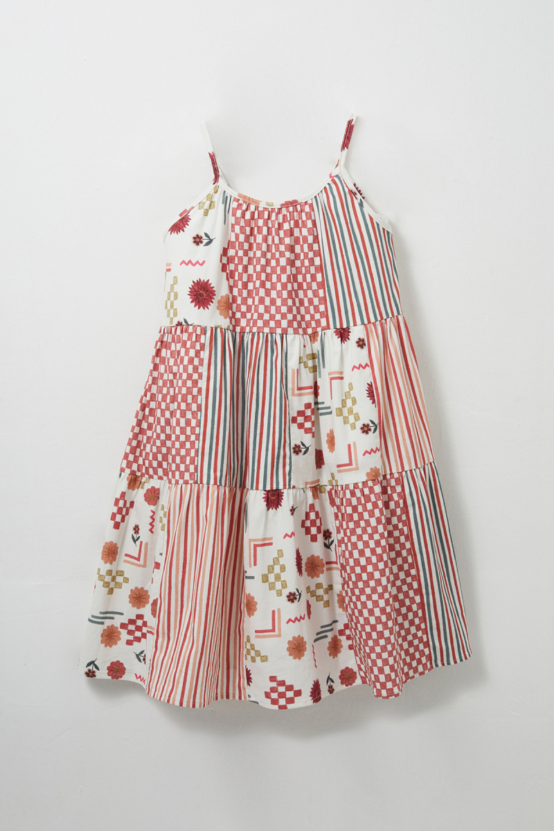 Fiona Patch Patterned Strappy Midi Dress - 6