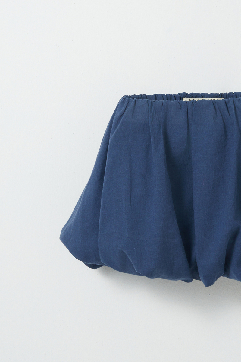 Indigo Cotton Mini Balloon Skirt - 3
