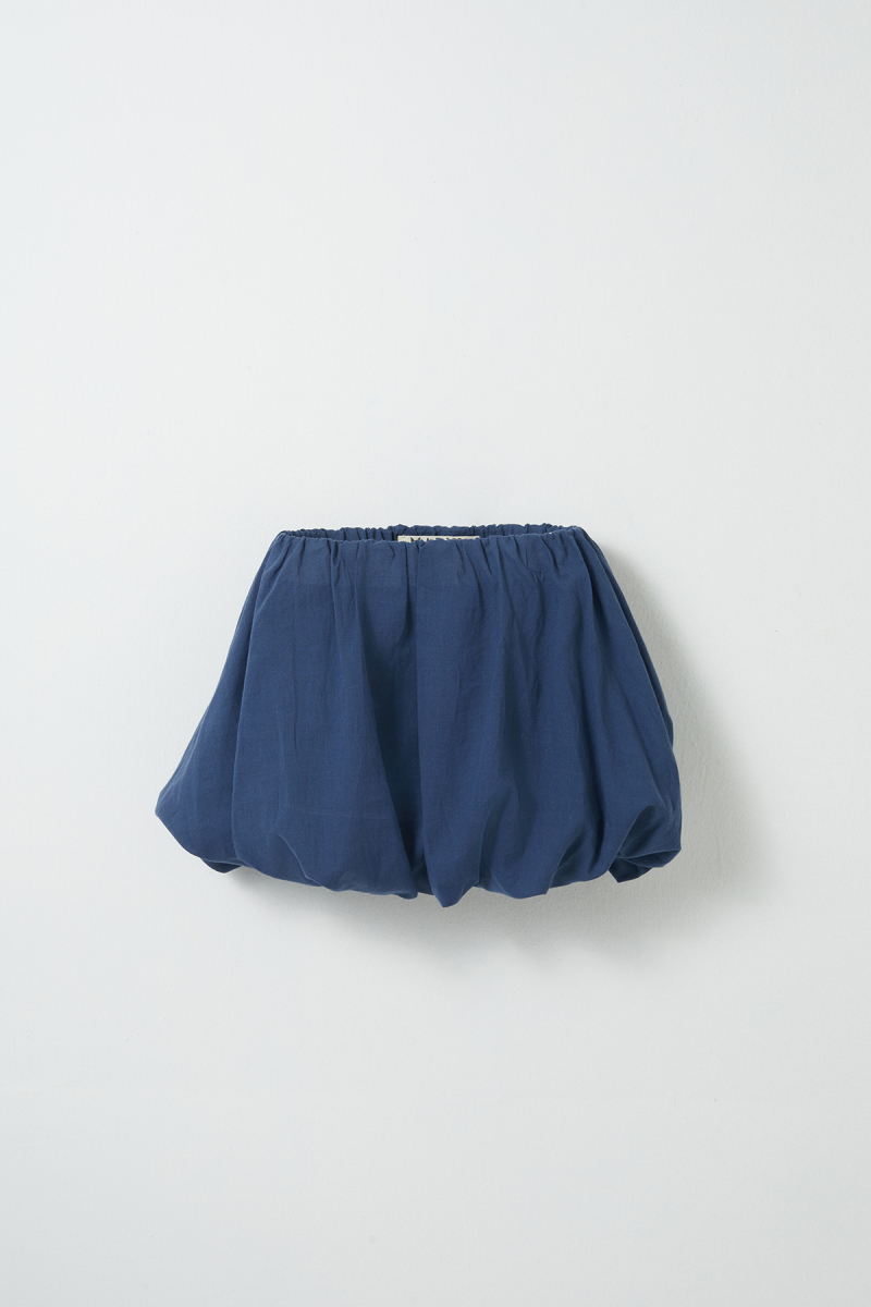 Indigo Cotton Mini Balloon Skirt - 2