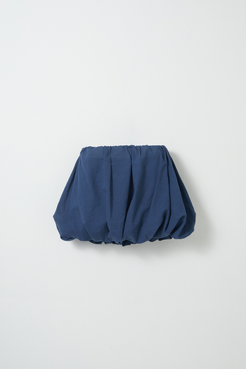 Indigo Cotton Mini Balloon Skirt - 4