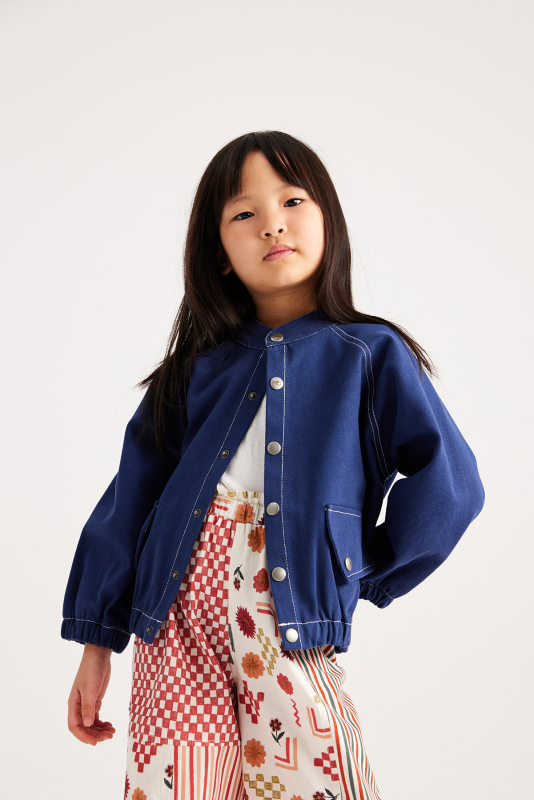 Indigo Punto Stitched Bomber Jacket - MARVY