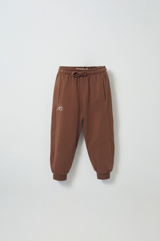 Kahverengi Nakış Detaylı Jogging Pantolon 